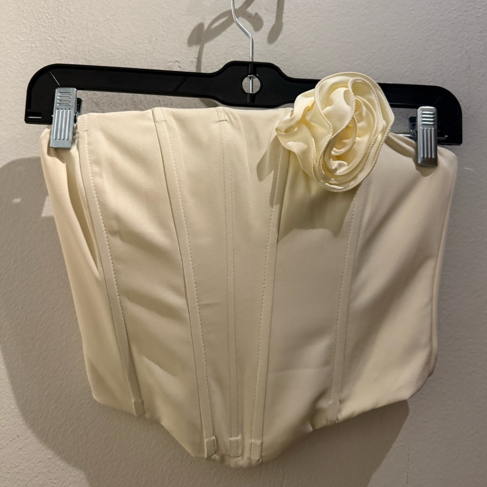 White Fox Strapless Corset Top